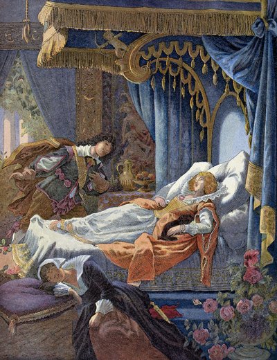 Perraults Törnrosa. 1800-talets kromolitografi. av Unknown artist