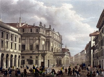Teatro alla Scala i Milano i början av 1800-talet. Gravyr av perioden. Museo della Scala de Milan av Unknown artist