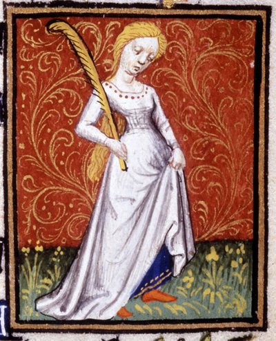 Oskulden. Miniatyr av ett horoskop. 1400-talsmanuskript. Bibl. Trivulziana, Milano. av Unknown artist