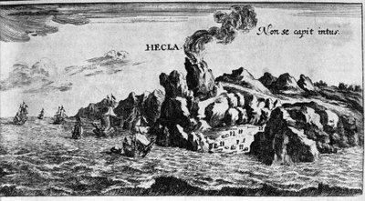 Volca Hekla på Islands kust - i Världens underverk av Johamm Zahn, sd. 1696. av Unknown artist