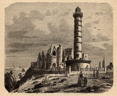 Klostret Saint Mathieu de Fine Terre - Bretonsk kloster - Abbaye Saint-Mathieu de Fine-Terre - gravyr i "" PATRIE"" - PECTUREQUIREQUE BESKRIVNING AV FRANKRIKE I 6 VOLYER AV LUCIEN HUARD - slutet av 1800-talet av Unknown artist