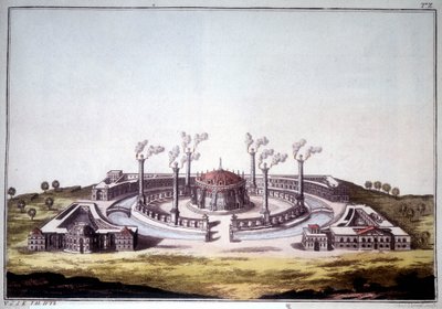 Den antika staden Nineve, den antika staden Assyrien, som visar den imaginära utsikten över ett assyriskt palats. av Unknown artist