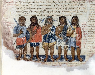 Armén av Geants (Rephaim eller Nephilim) som slogs av armén av kung David Miniature hämtad från "Codex de l