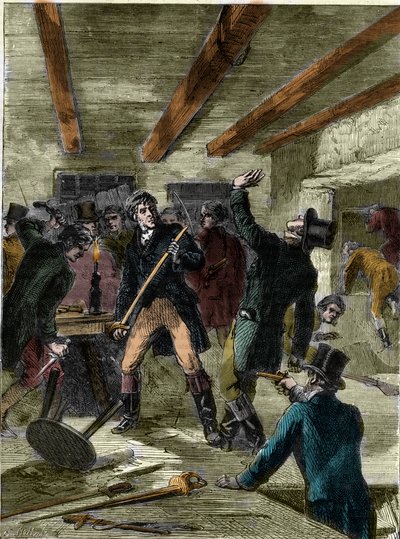 Gripandet av Cato Street-konspiratörerna (gravyr) - "Cato Street-konspiratörerna..."" (Cato Street Conspiracy) av Unknown artist