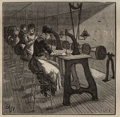 Konsten att lapidary: facettering och polering av diamant. Gravyr från 1885 i "" Les arts et metiers illustres"" av Adolphe BITARD. av Unknown artist