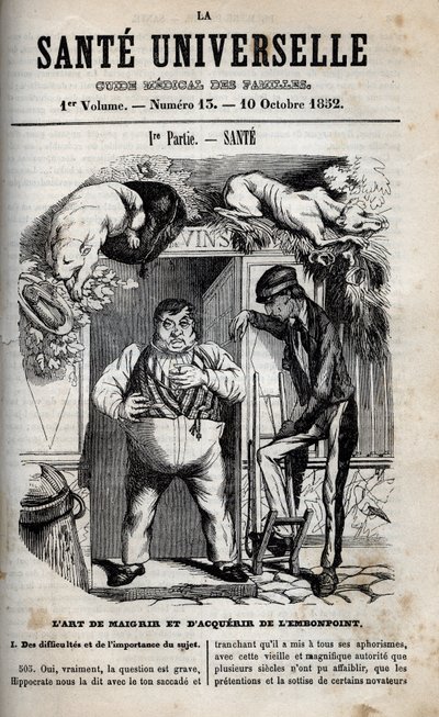 Konsten att gå ner i vikt och gå upp i vikt - gravering i "La Sante Universelle - Guide Medical des Familles"" 1852 av Unknown artist