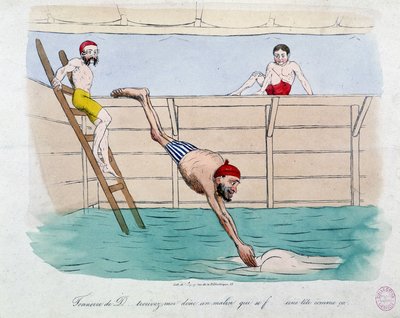 Badet: karikatyr av offentliga bad (simbassänger) i Paris - 1800-talet, Carnavalet. av Unknown artist
