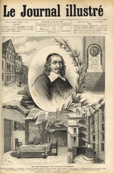 Pierre Corneilles tvåhundraårsjubileum - Le bicentenaire de Pierre Corneille - gravyr i "Le journal illustrious"" från 1884 av Unknown artist