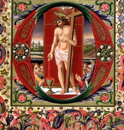 Jesu Kristi blod. 1800-talets kromolitografi. av Unknown artist