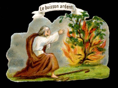 Den brinnande busken - Populär bild. 1800-talets kromolitografi. av Unknown artist