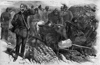 Infångandet av Magdala i Etiopien den 13/04/1868: trupperna av general Robert Cornelis (Cornelius) Napier (1810-1890) stormade fästningen Abessinien - Napier och dess personal före Magdala 1868 av Unknown artist