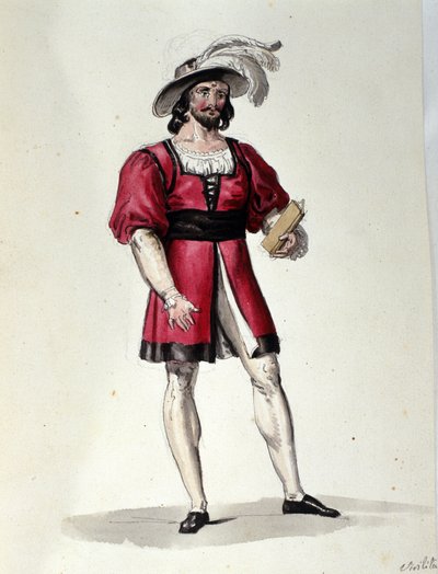 Karaktären som tolkar viriliten i baletten "" Il noce di Benevento"" av den österrikiska kompositören Franz Xaver Sussmayr (1766-1803). Illustration av 1800-talet av Unknown artist