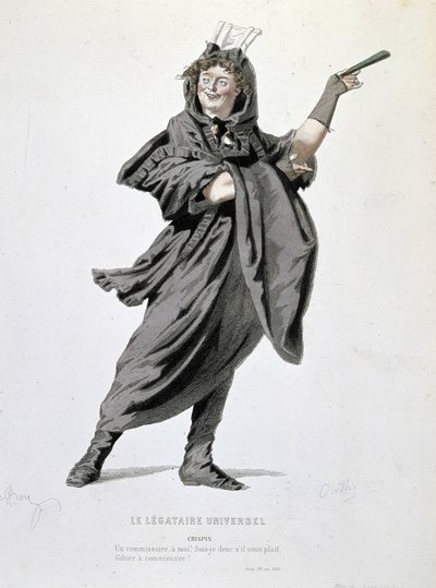 Crispins karaktär i "The universal legatary" (1708) av Jean François Regnard (1655 - 1709). Gravyr av 1800-talet. av Unknown artist