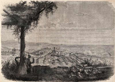 Staden Bergamo (Bergamo) omkring 1858 - gravyr - av Unknown artist