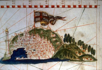 Staden Genua på en portulan från 1300-talet. av Unknown artist