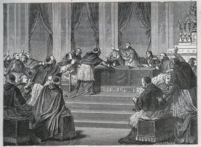 Prästen från Frankrike och Italien träffades i Paris för det franska nationalrådets församling den 9 juni 1811, under ordförandeskap av kardinal Fesch (1763 - 1839). av Unknown artist