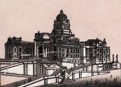 Tingshuset i Bryssel i Belgien i "Världen illustrerar 168 vyer"" Odaterat (slutet av 1800-talet) av Unknown artist
