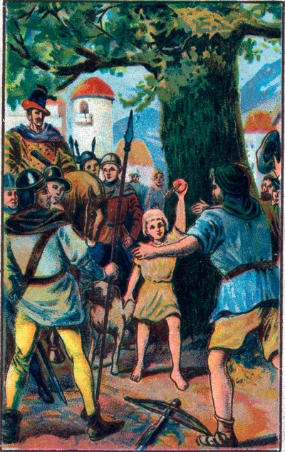 Armborst. Guillaume Tell (William Tell) (legendariska hjältar från schweizisk självständighet). Kromolitografi från slutet av 1800-talet. av Unknown artist