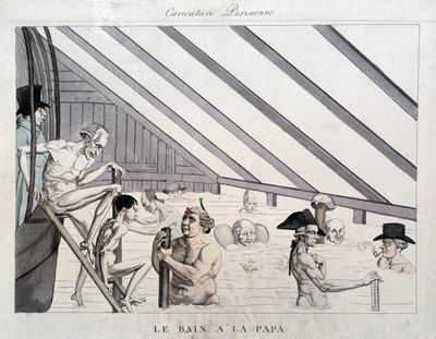 Pappabadet: karikatyr på poolerna i Paris av Unknown artist