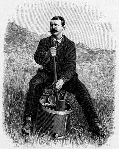 Mejeriindustrin i Frankrike - tillverkning av vasslesmör: dam i Lozere. Gravyr i "" Nature: granskning av vetenskaperna och deras tillämpningar på konst och industri"" av 27 mars av Unknown artist