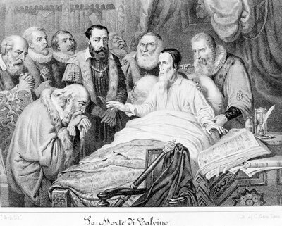 Jean Calvins död (1509 - 1564). av Unknown artist