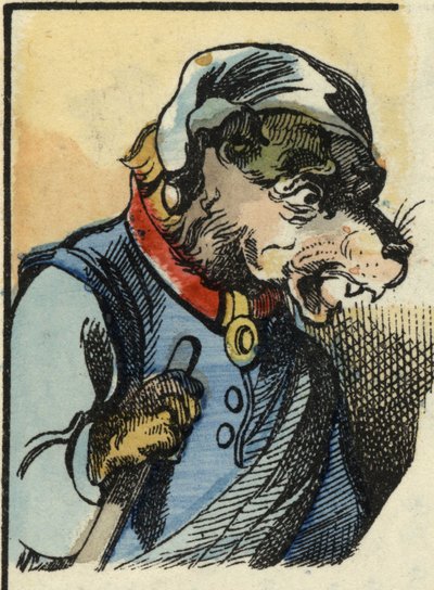 Hunden Medor. Illustration av berättelsen "Bon medor och lilla Chevrette". I "" Sagor från hemmet för de minsta"". Anonym gravyr från 1800-talet. av Unknown artist