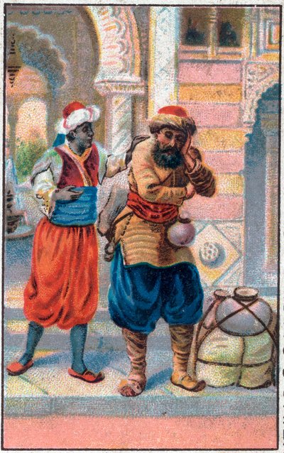Dörrfaxen. Sinbads (Sindbad) sjömannens underbara äventyr. Populär berättelse om 1001 nätter (tusen och en natt). Kromolitografi från slutet av 1800-talet. av Unknown artist