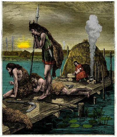 De första parisarna eller invånarna i Lutece, gravyr 1800-talet av Unknown artist