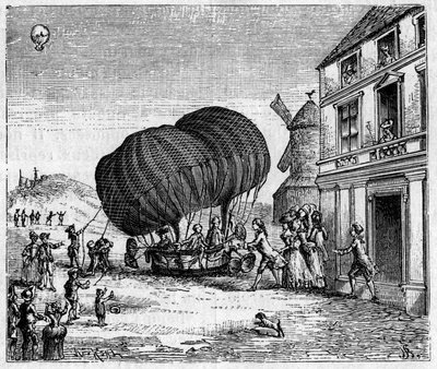 Den första aerostaten förlängde bröderna Robert framför prinsen av Ghistelles slott den 19 september av Unknown artist