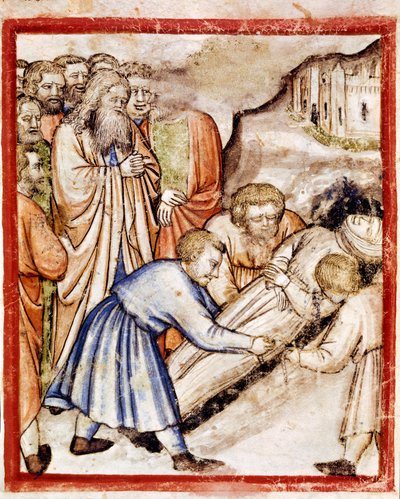 Sarah Miniatures begravning från codex 212 (eller Padovano Codice eller Bible of Padua) 1390-1400 Rovigo, Accademia dei Concordi av Unknown artist
