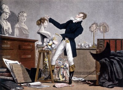 Frisören - litografi, deb. 1800-talet av Unknown artist