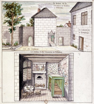 Rabelais hus i Chinon - akvarell av Unknown artist