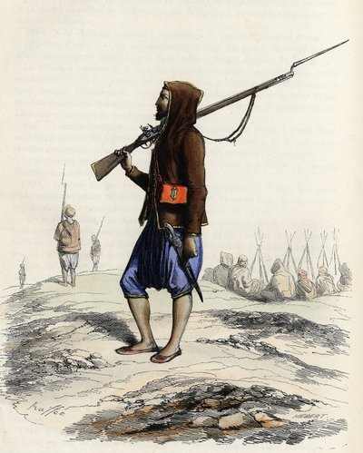 Emir Abd-el-Kaders infanteri som gjorde motstånd mot den franska armén under Algerexpeditionen 1830. I "" L