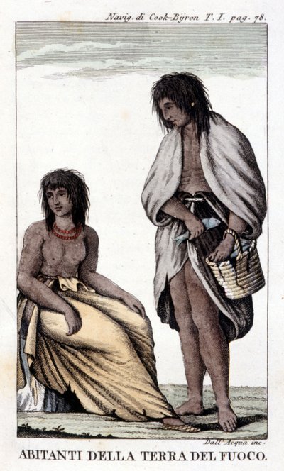 Invånarna i Eldlandet (Chile). av Unknown artist