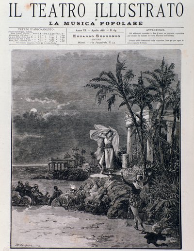 Den sista scenen av Pärlfiskarna, akt I, opera av Georges Bizet av Unknown artist