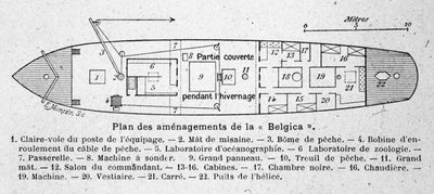 Layoutplanen för det belgiska vetenskapliga fartyget "" Belgica"" som användes i Antarktisexpeditionerna av Unknown artist