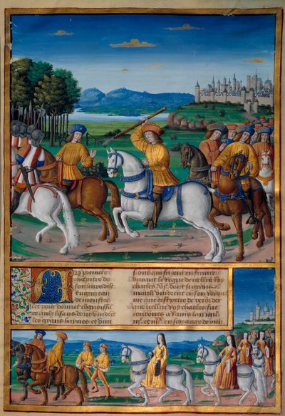 Karl VIs galenskap (1368 - 1422). Den 5 augusti 1392, i skogen av Le Mans, började han uppleva attacker av rasande galenskap: han skrek efter förräderi, attackerade sin egen trupp och dödade fyra personer. Krönikor av Enguerrand de Monstrelet (v. 1400 av Unknown artist