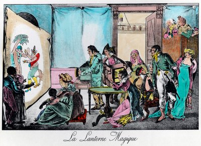 Den magiska lyktan. 1800-talsgravyr. Privat samling. av Unknown artist