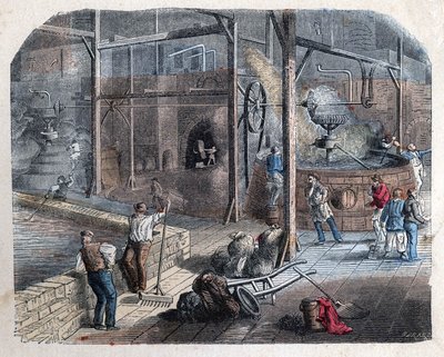 Tillverkning av öl. 1800-talsillustration. Bianchetti samling. av Unknown artist