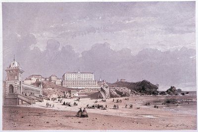 De nya baden i Cote des Fools och kasinot i Biarritz, sd. 1800-talet av Unknown artist
