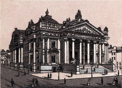 Den nya börsen i Bryssel i Belgien i "Världen illustrerar 168 vyer"" Odaterad (slutet av 1800-talet) av Unknown artist