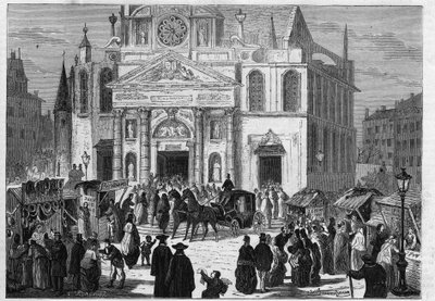 Novenan av Sainte Genevieve vid kyrkan Saint Etienne du Mont (Saint-Etienne-du-Mont) i Paris av Unknown artist