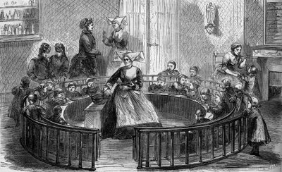 Barnkammaren för creche sainte eugenie de la rue de crimee i Paris 1870. av Unknown artist