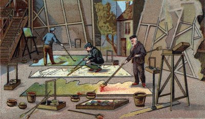 Teatrarnas målare. Kromolitografi från slutet av 1800-talet av Unknown artist