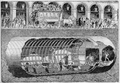 Genomborrningen av vägen under Rivolis gata 1895. av Unknown artist