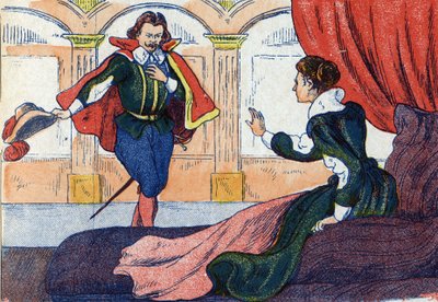 Prinsessan vaknar. Illustration till "La belle au bois dormant", berättelse av Charles Perrault (1628-1703), fransk författare. Anonym illustration. Bildspråk Marcel Vagne, Jarville Nancy, odaterad (slutet av 1800-talet). av Unknown artist