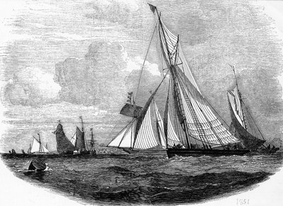 Cowes regattor 1851 - gravyr, Bibl. des Arts deco. av Unknown artist