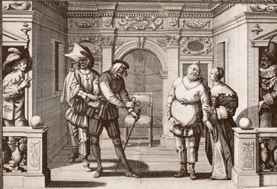 Den kungliga truppen av den italienska komedin på teatern på Hotel de Bourgogne, rue Mauconseil i Paris av Unknown artist