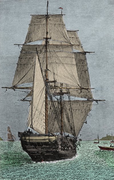 Skeppet "Beagle" (expedition där Darwin deltog som naturforskare av Unknown artist