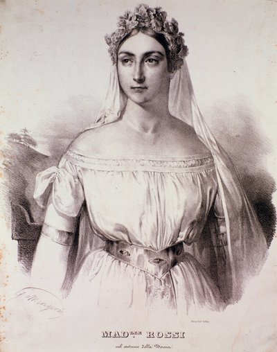 Sångerskan Mademoiselle Rossi i operan La Norma av Unknown artist